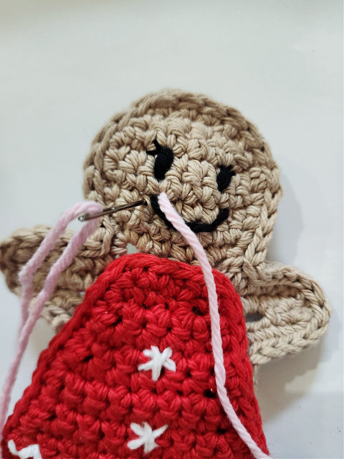 gingerbread girl crochet cheeks tutorial