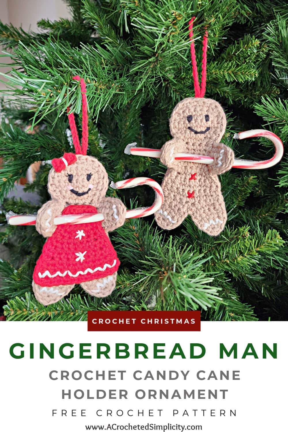 Crochet Gingerbread Man Candy Cane Holder A Crocheted Simplicity