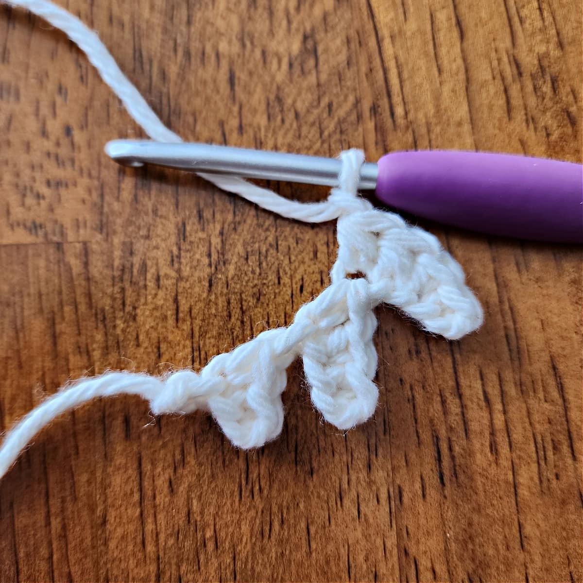 Crochet reindeer antler point three.