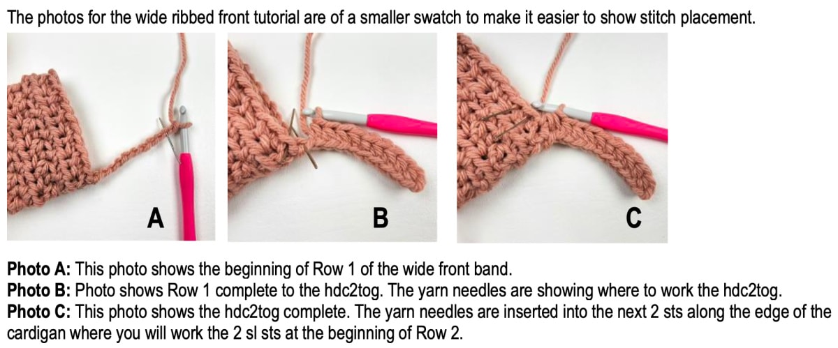Crochet cardigan ribbing tutorial 1.