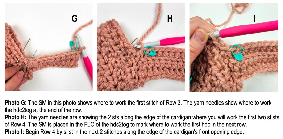 Crochet cardigan ribbing tutorial 3.
