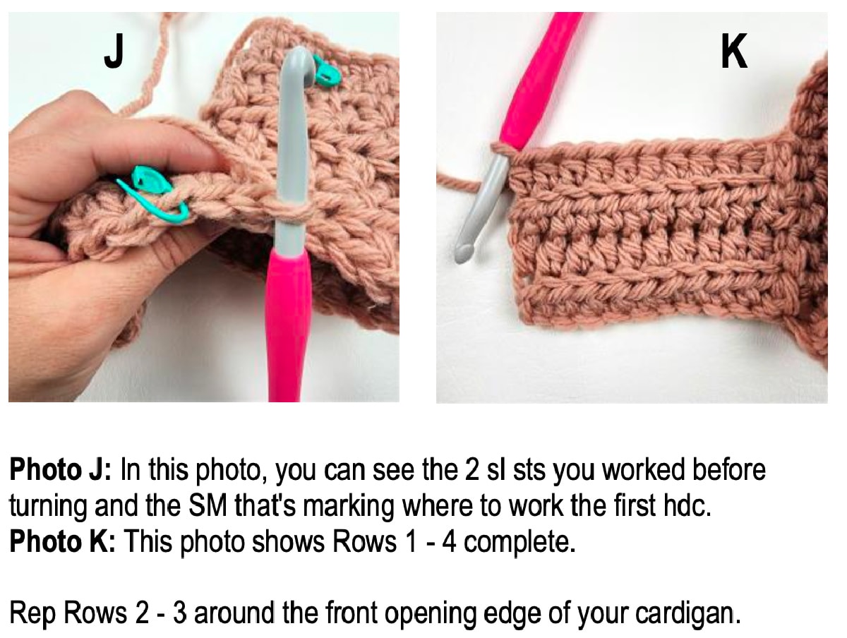 Crochet cardigan ribbing tutorial 4.