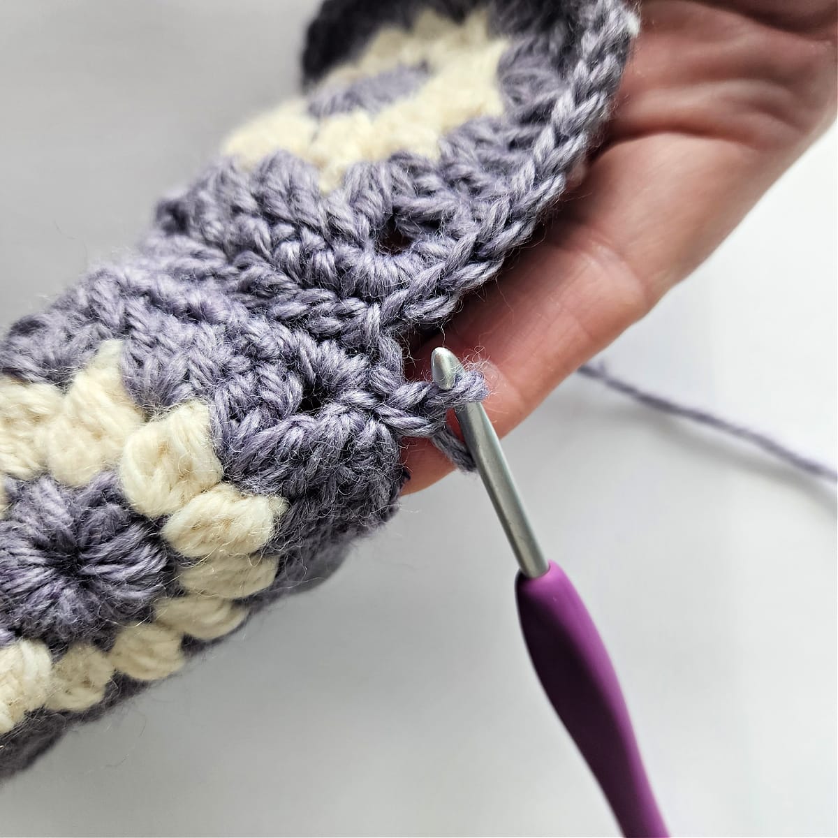 Join yarn with a slip stitch near top of eye glasses case.