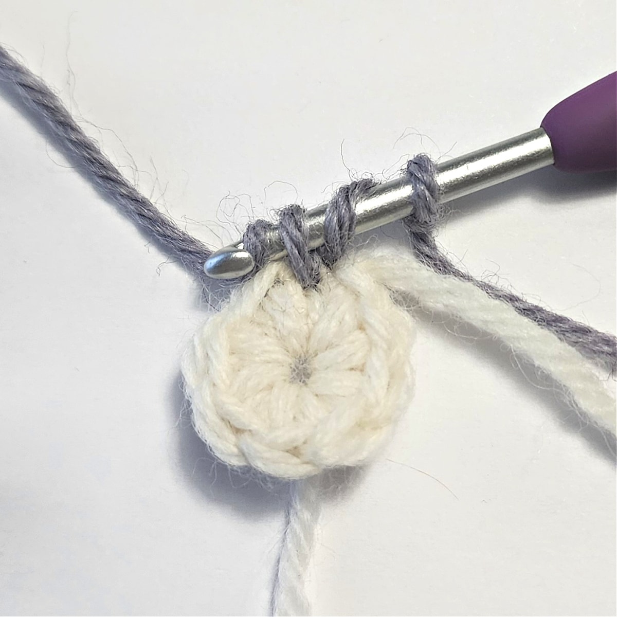 Join with a three double crochet cluster stitch.