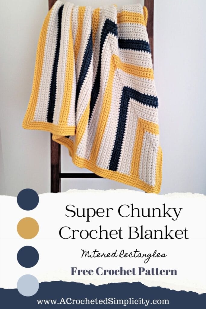 A super chunky yarn blanket draped over a wood blanket ladder.