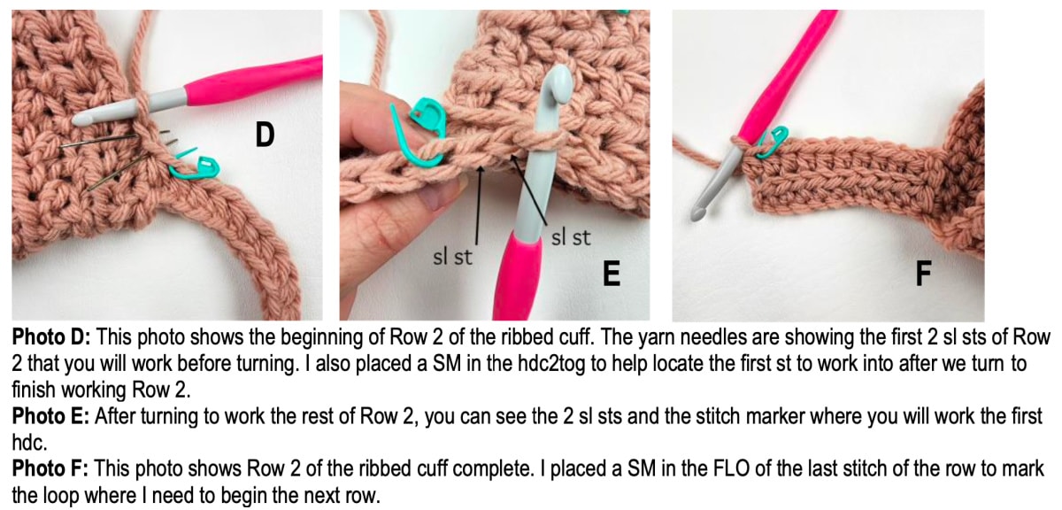 Crochet sleeve cuff ribbing tutorial 2,
