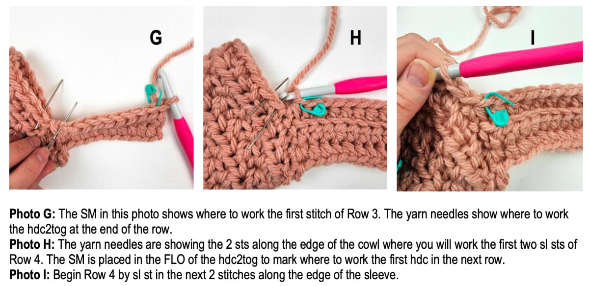 Crochet sleeve cuff ribbing tutorial 3.