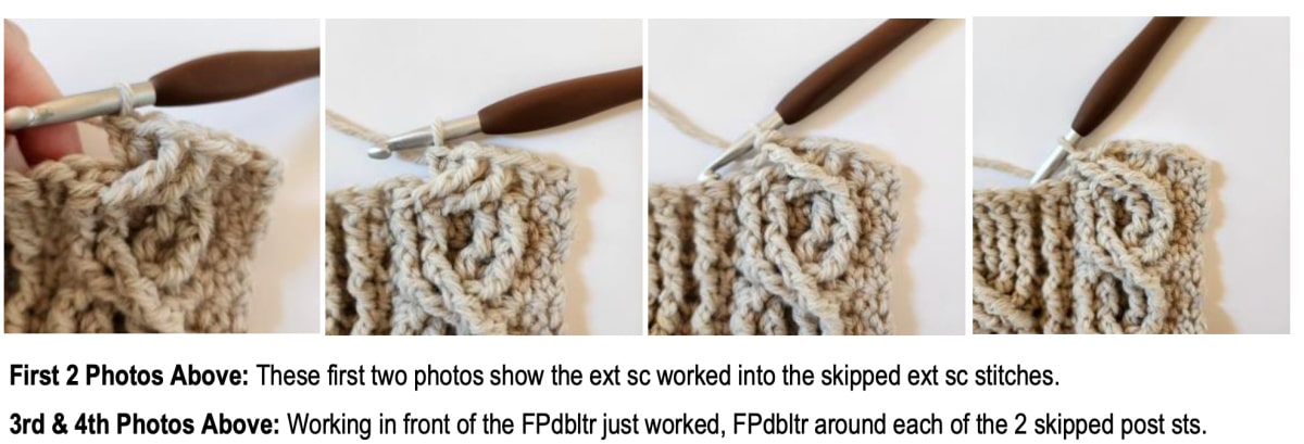 Narrow crochet cable stitch tutorial 2.