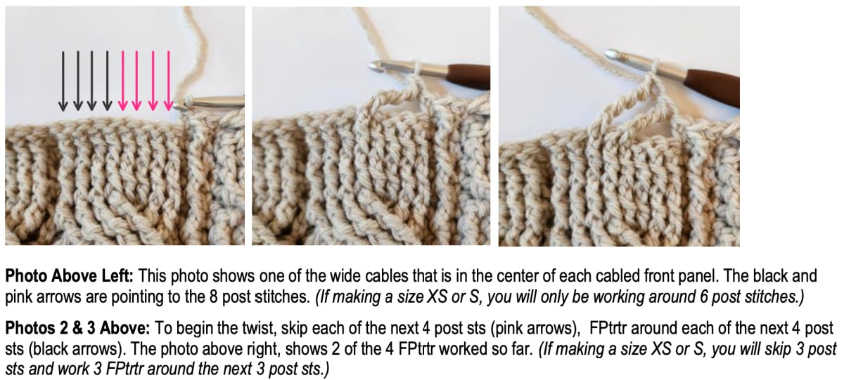 Wide crochet cable stitch tutorial 1.