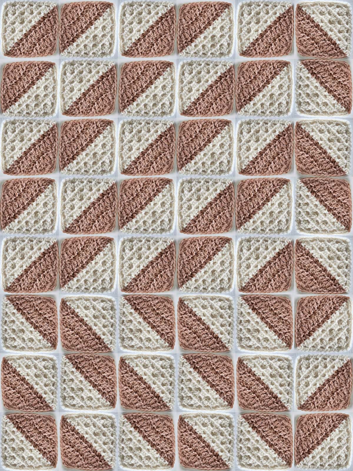 Crochet granny square motif blanket layout chart.