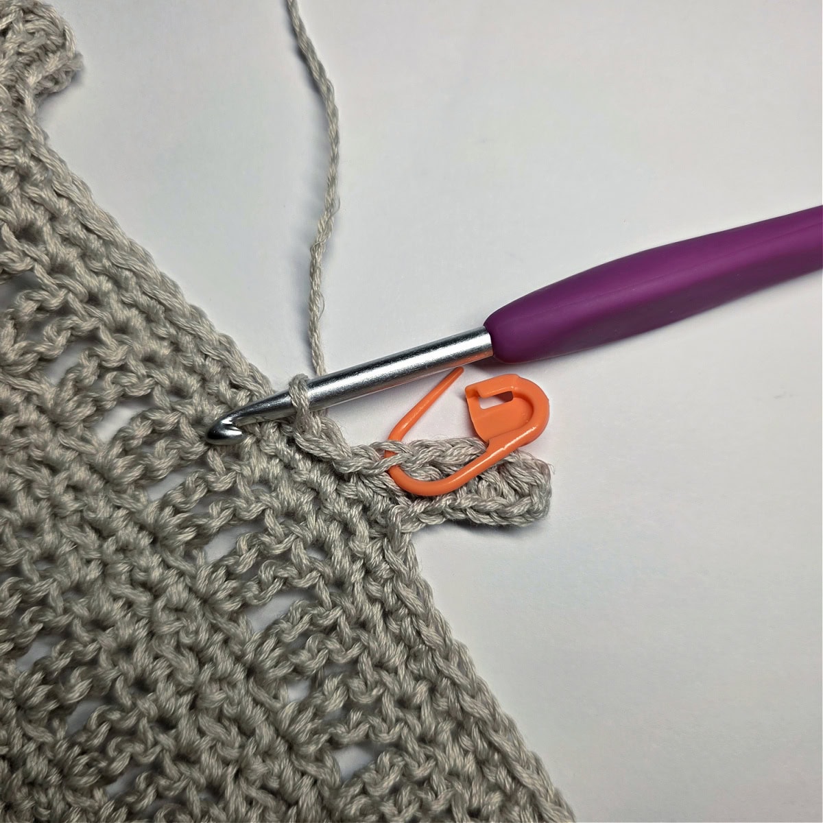 Row 2 of the Neck Ribbing of the crochet tank top.