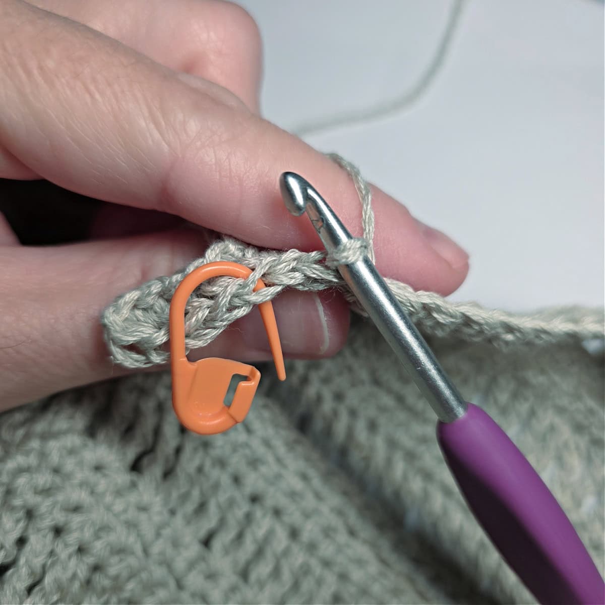 Row 2 of the Neck Ribbing of the crochet tank top.
