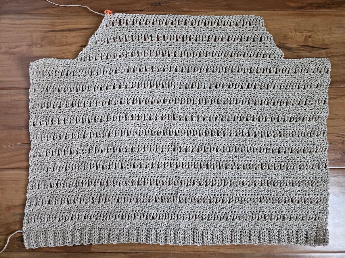 Upper Panel Shaping of the crochet tank.