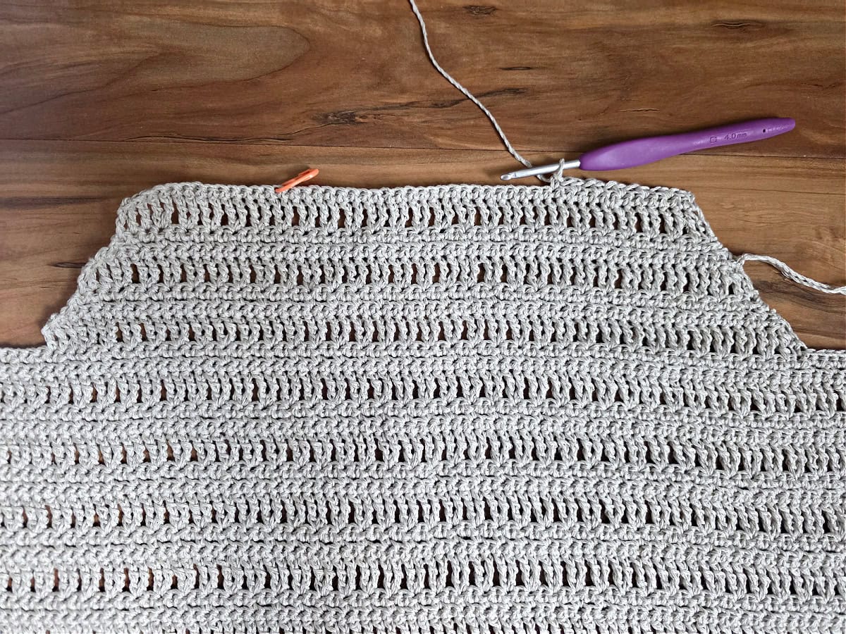 Complete Right Shoulder of the crochet tank.