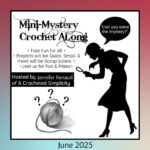 A mini-mystery crochet along graphic with an ombre background.