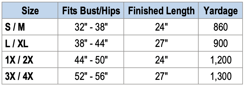 Reina Lacy Granny Square Cardigan Size Chart.