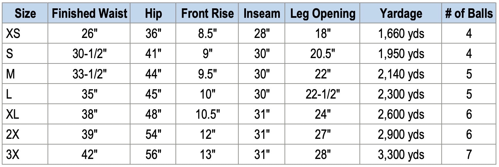 Oceane Crochet Beach Pants Size Chart.