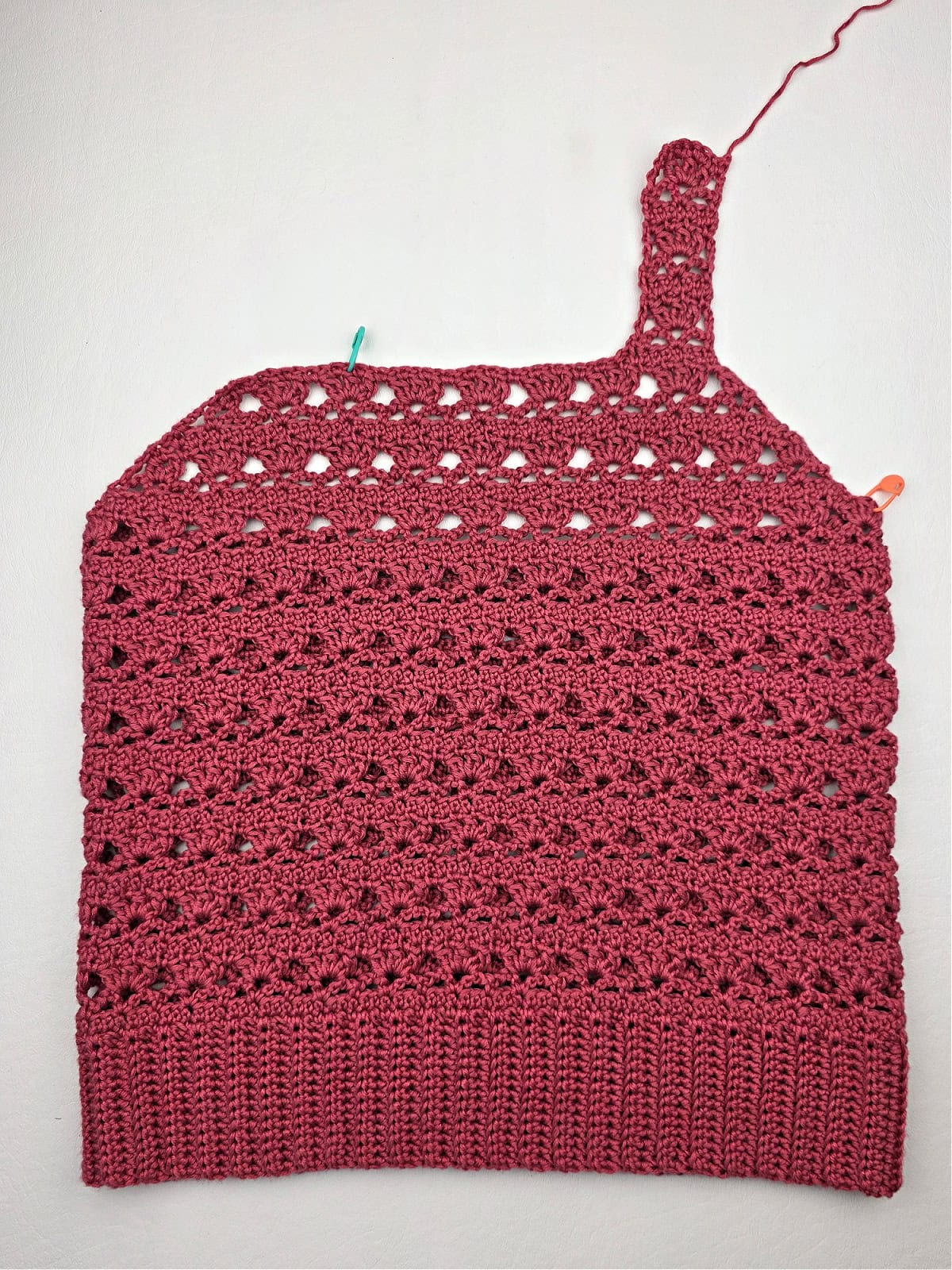 Front Left Shoulder of crochet tank top complete.