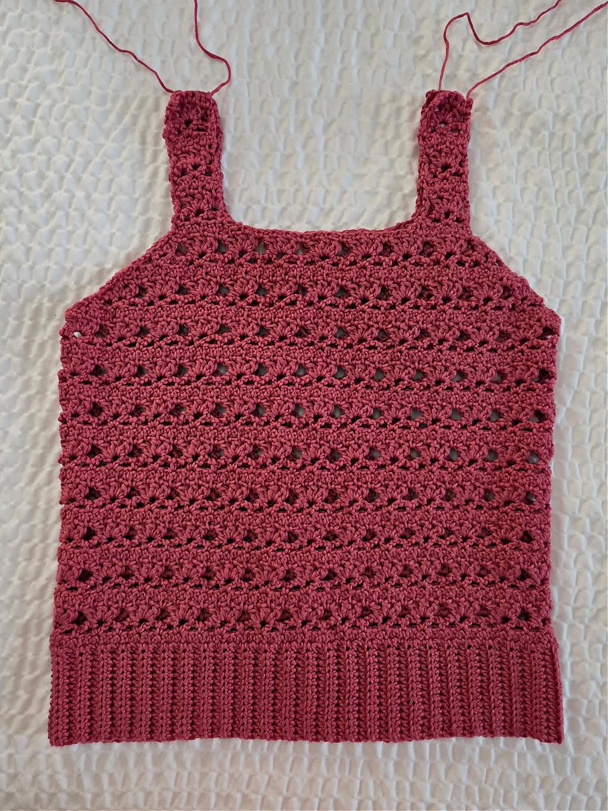 All back sections of crochet tank top complete.