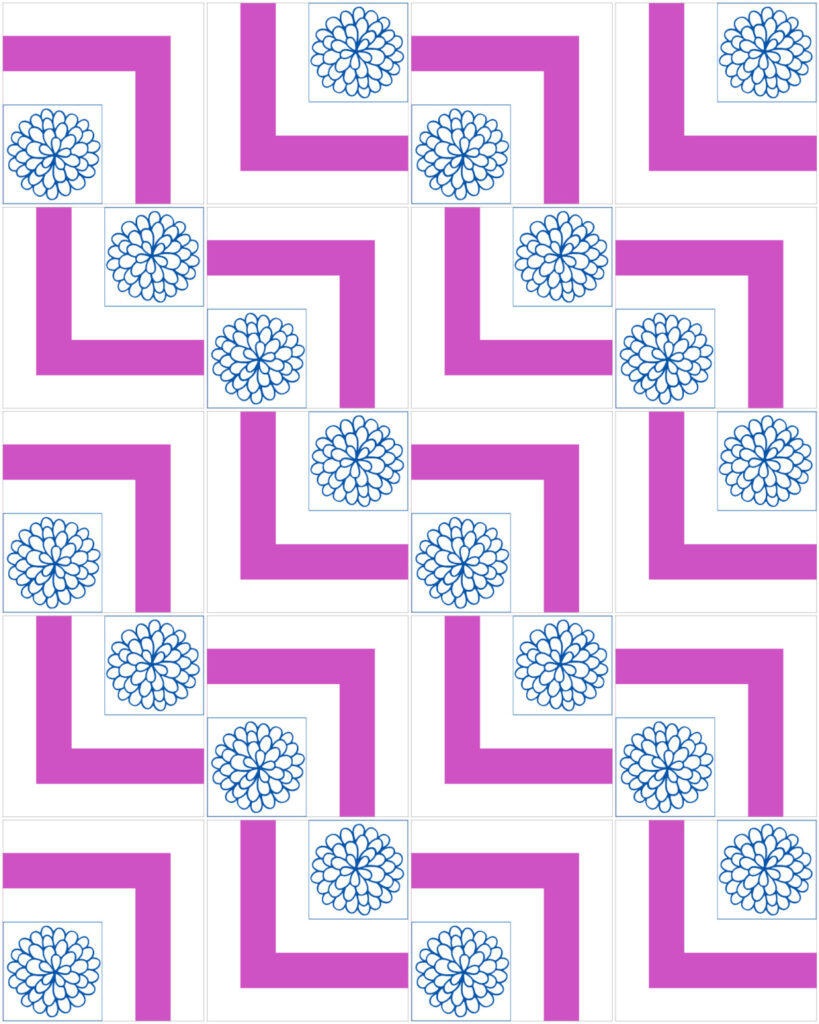 Lapghan layout for the Meandering Squares Crochet Blanket.