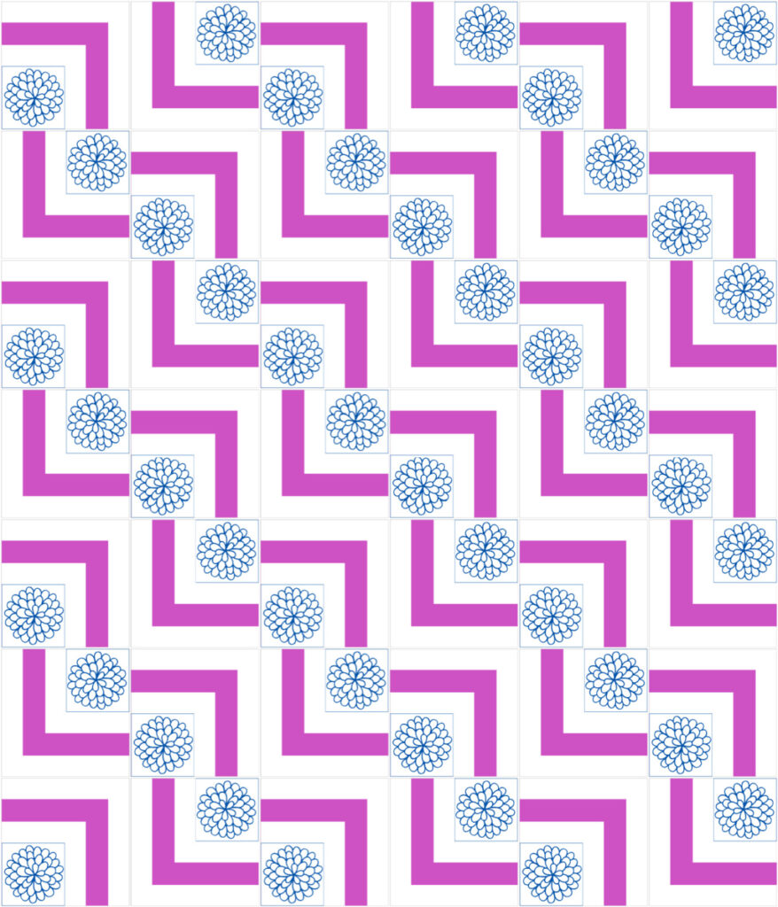 Large throw layout for the Meandering Squares Crochet Blanket.