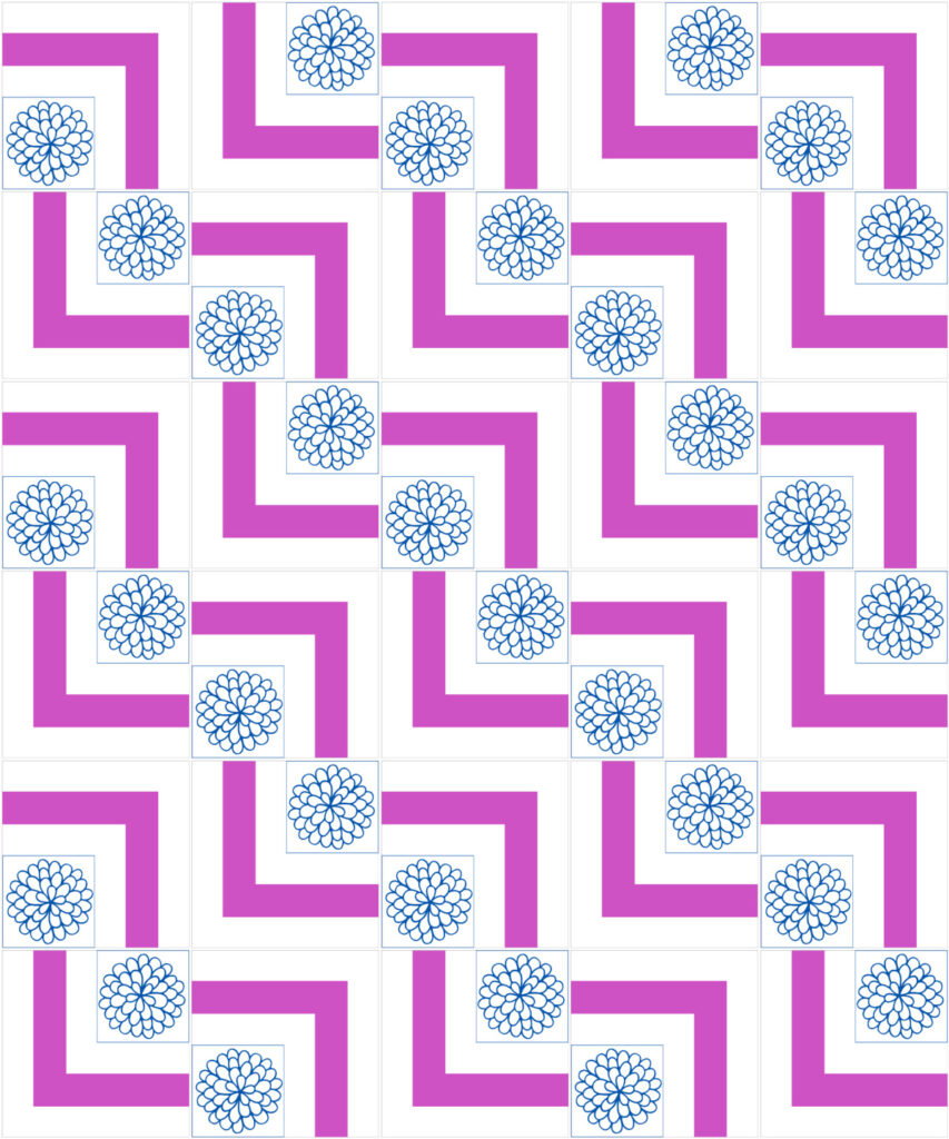 Small throw layout for the Meandering Squares Crochet Blanket.