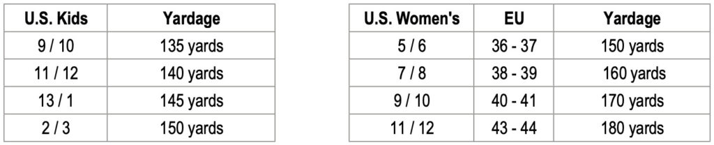 Willow Slippers Size Chart