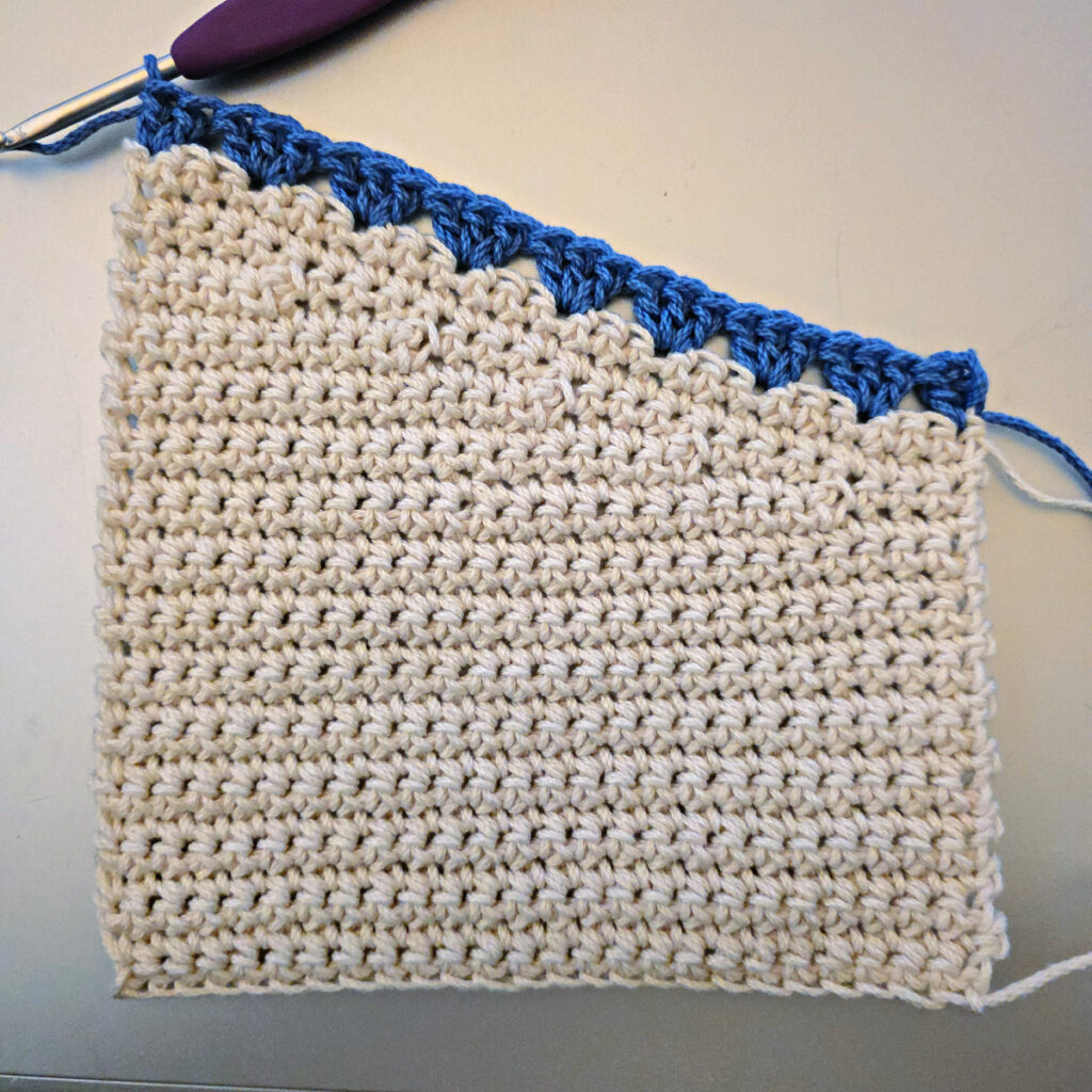 Making the body of a boho crochet crossbody bag.