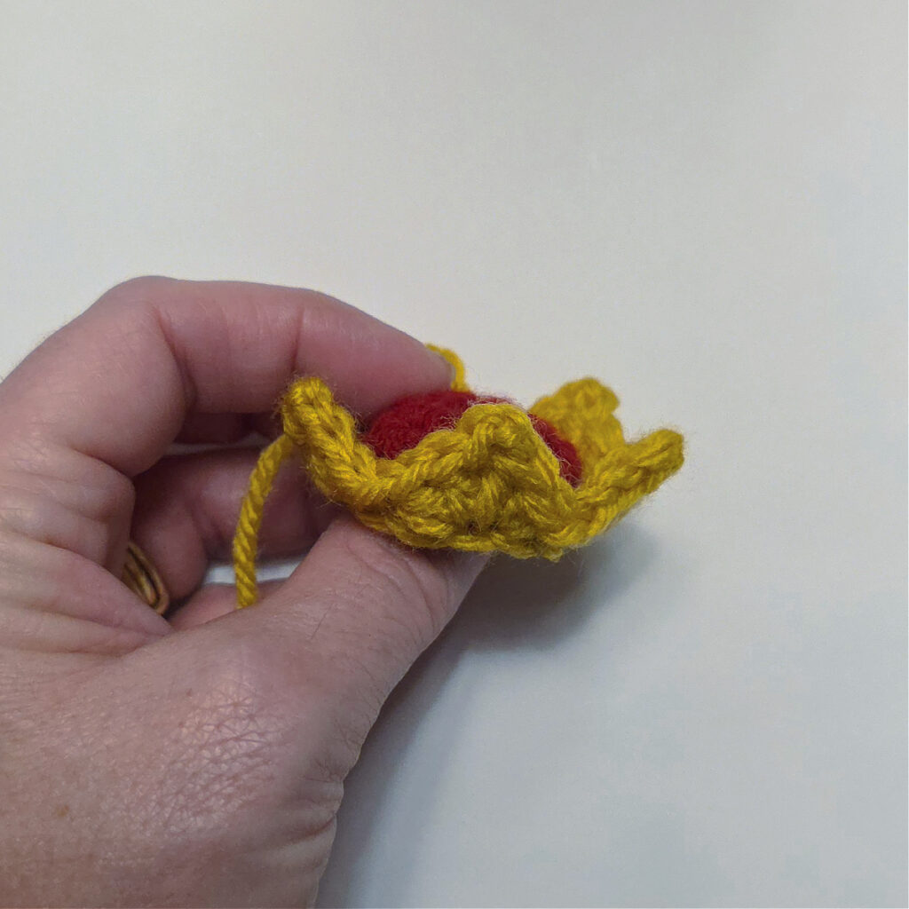 The front side of the crochet crown to show the detailed;