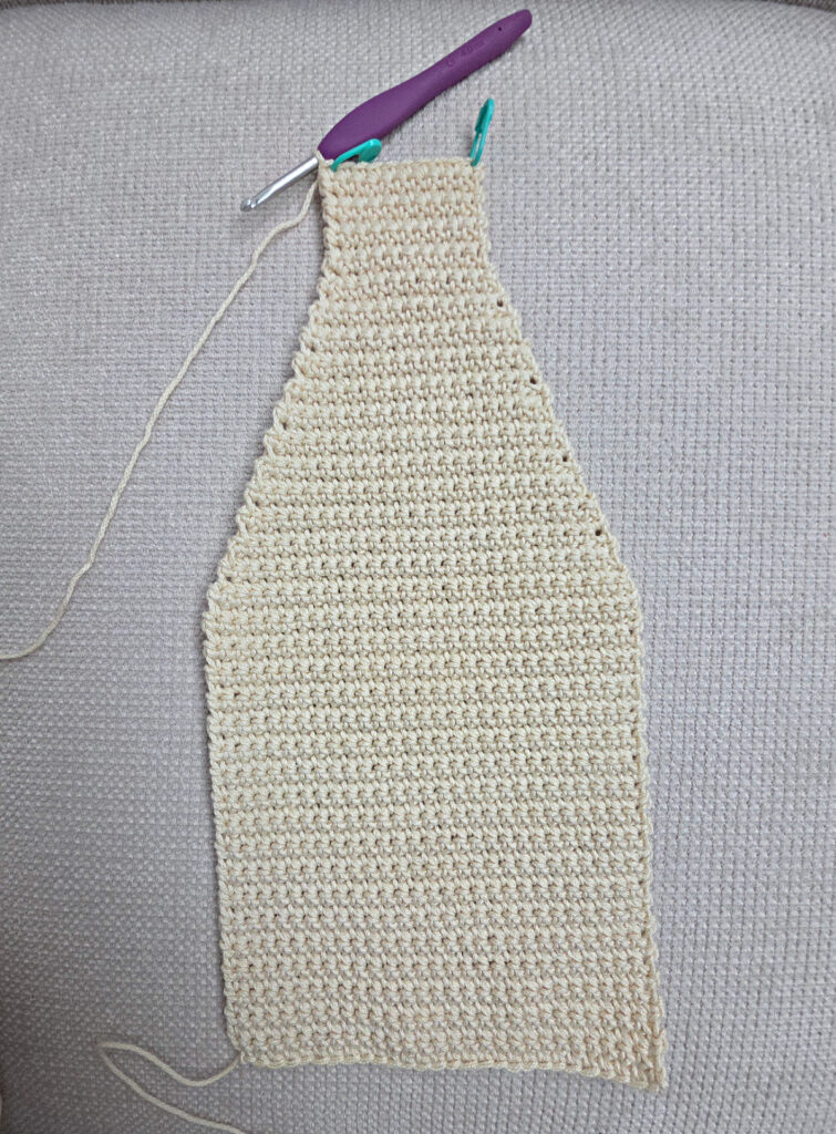 Making the body of a boho crochet crossbody bag.