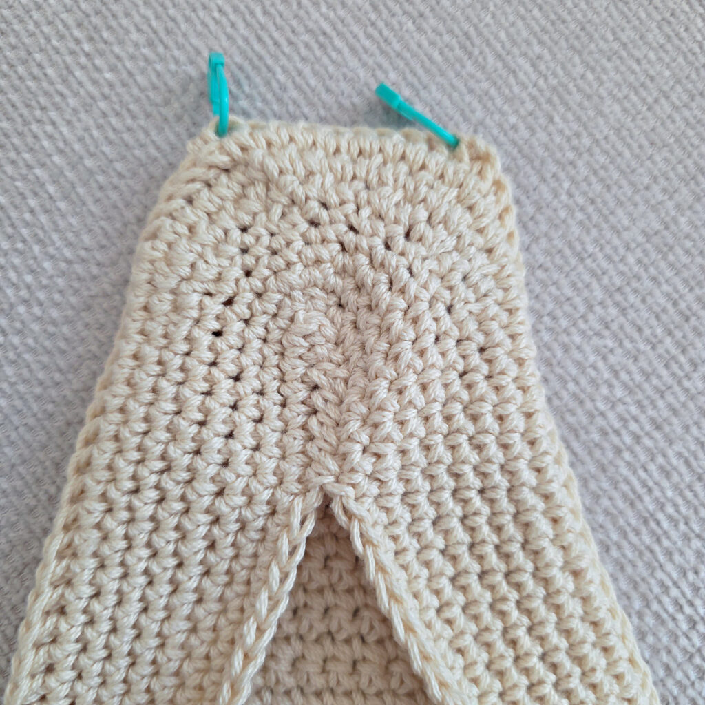 Making the body of a boho crochet crossbody bag.