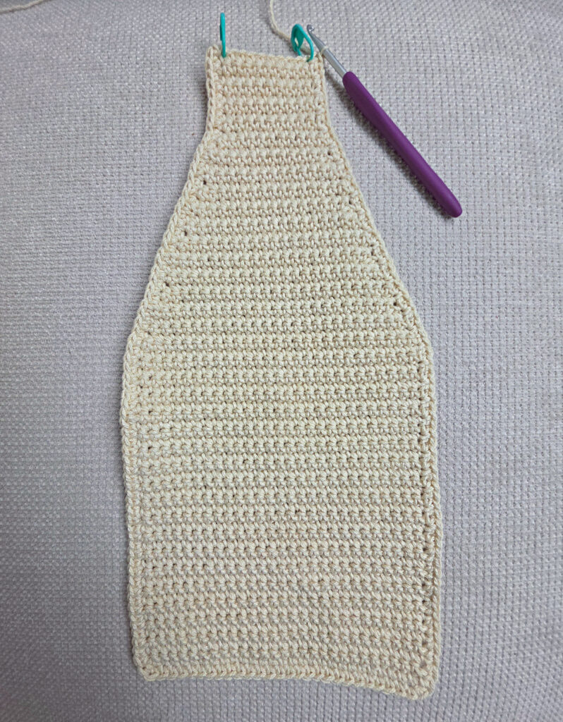 Making the body of a boho crochet crossbody bag.