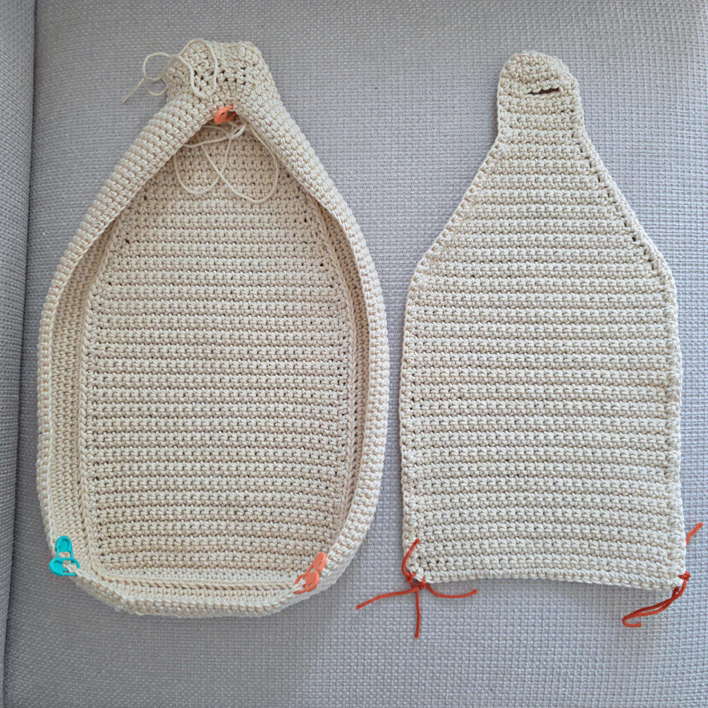 Making the body of a boho crochet crossbody bag.