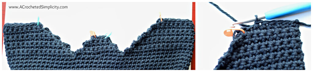 Making the wavy edges of a black monster bag.