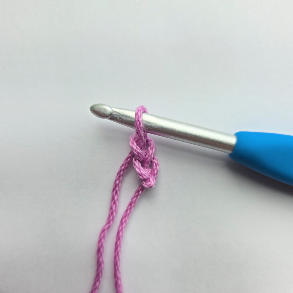 Working a row of foundation single crochet.