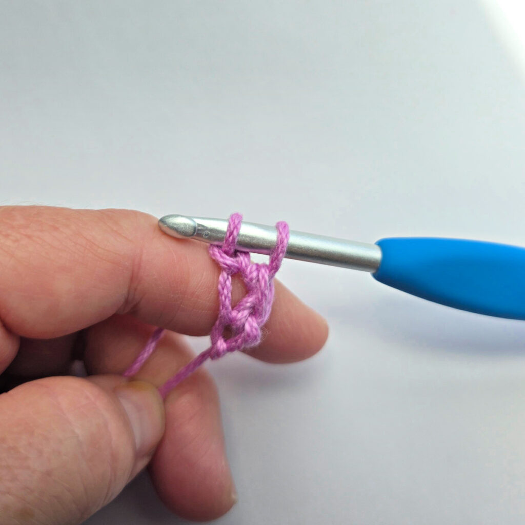 Working a row of foundation single crochet.