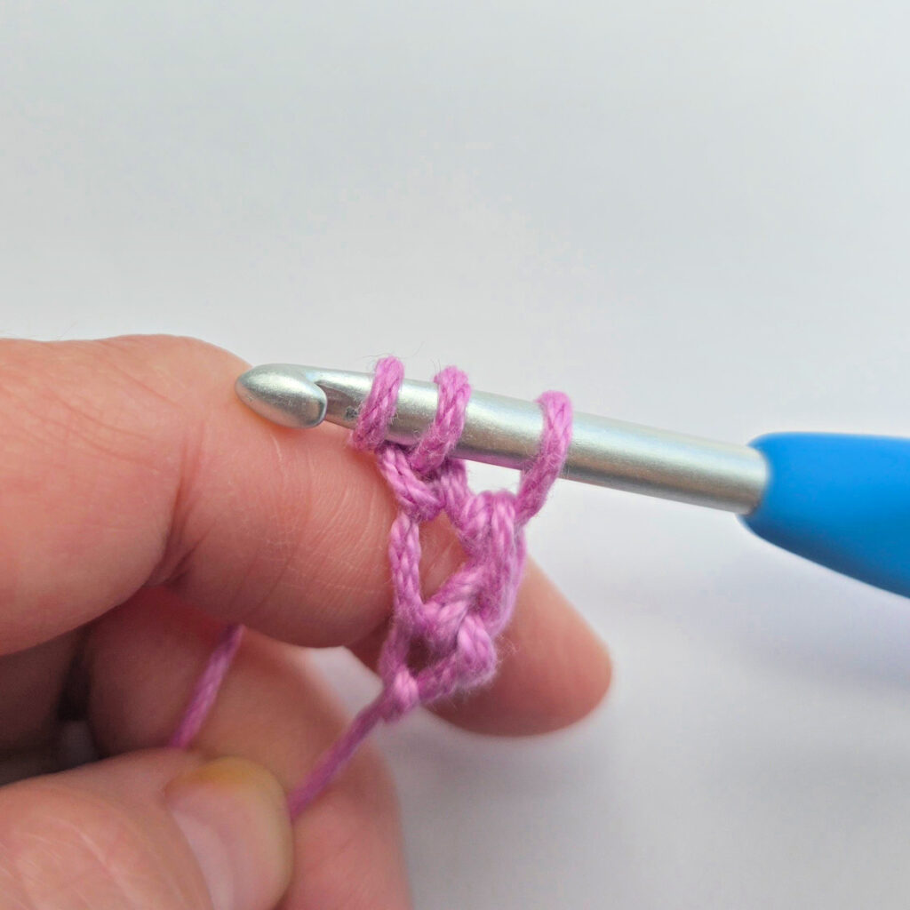Working a row of foundation single crochet.
