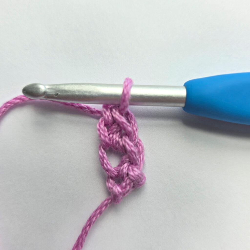 Working a row of foundation single crochet.