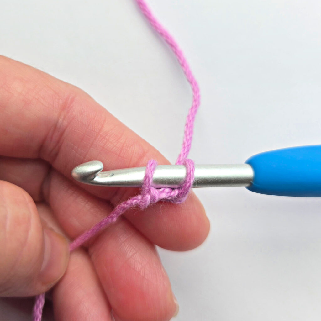 Working a row of foundation single crochet.