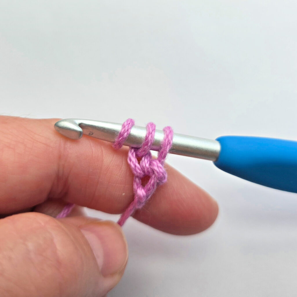 Working a row of foundation single crochet.