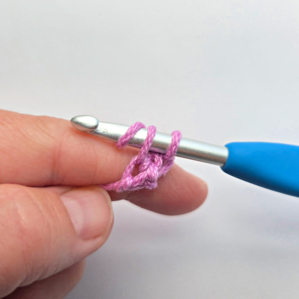 Working a row of foundation single crochet.