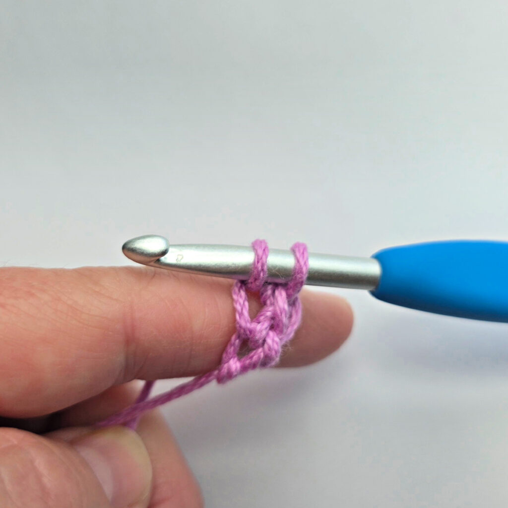 Working a row of foundation single crochet.