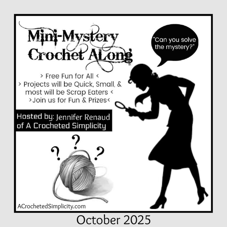 Mini-mystery crochet along graphic for our October 2025 crochet along.